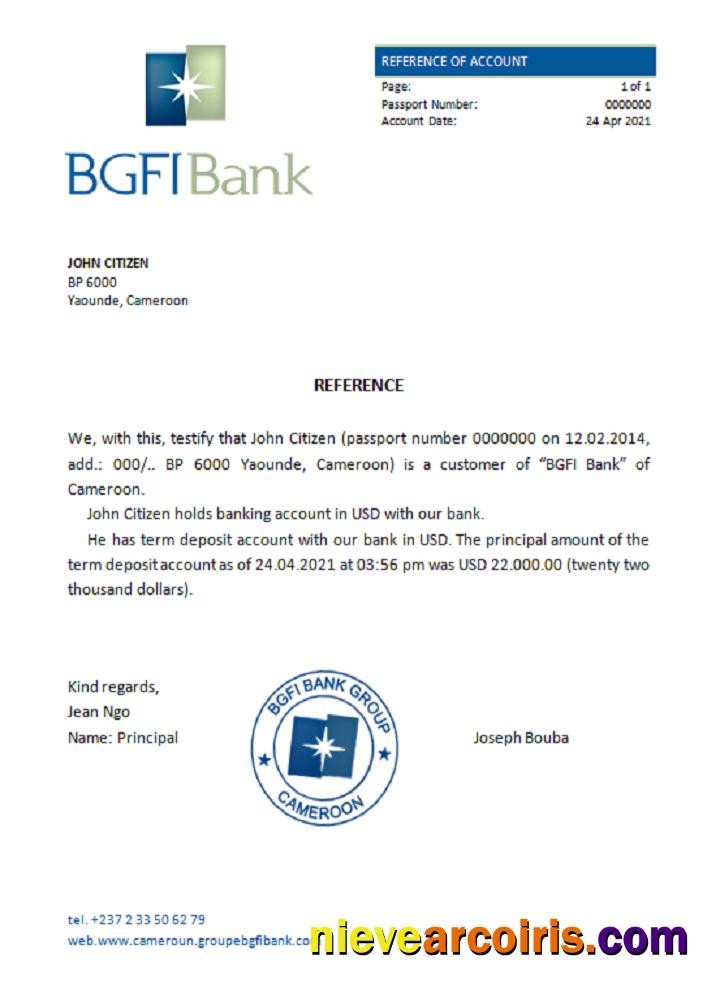 Cameroon BGFI Bank Bonapriso reference
